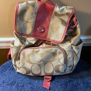 Coach Pink/Tan Backpack Purse